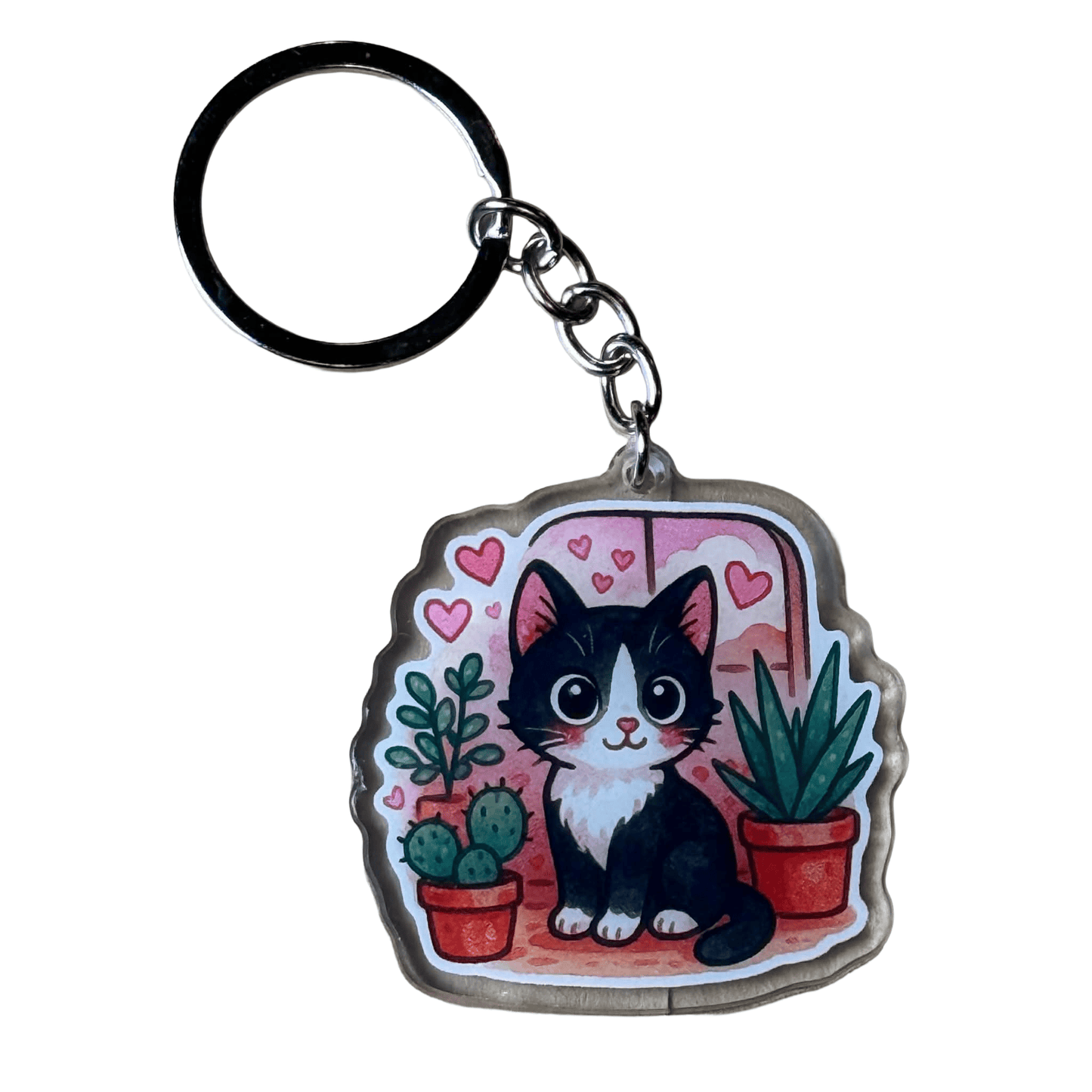 DesertScapeSucculent Keychain Love Kitten Theme 1A Love Kitten Themed Keychain