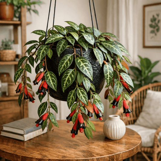DesertScapeSucculent House Plant 4 Inch Aeschynanthus longicaulis 'Lipstick Black Pagoda'