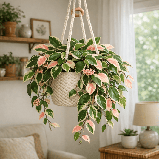 DesertScapeSucculent House Plant 6 Inch Hoya carnosa 'Variegated Krimson Queen'