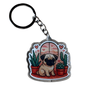 DesertScapeSucculent Keychain Love Pug Theme 1A Love Pug Themed Keychain