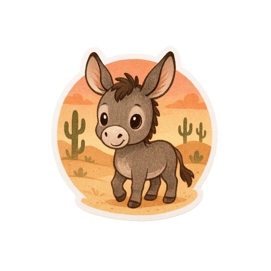 Baby Burro Sticker - Die Cut Baby Burro v. 1A - Stickers - DesertScapeSucculent
