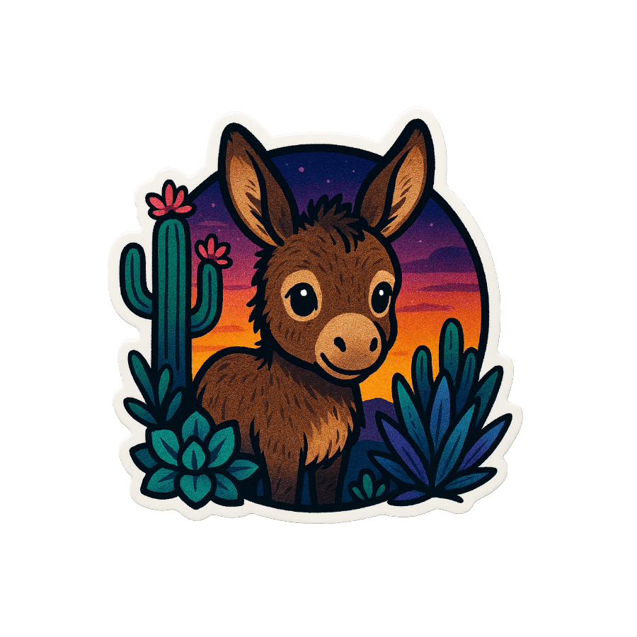 Baby Burro Sticker - Die Cut Baby Burro v. 1B - Stickers - DesertScapeSucculent