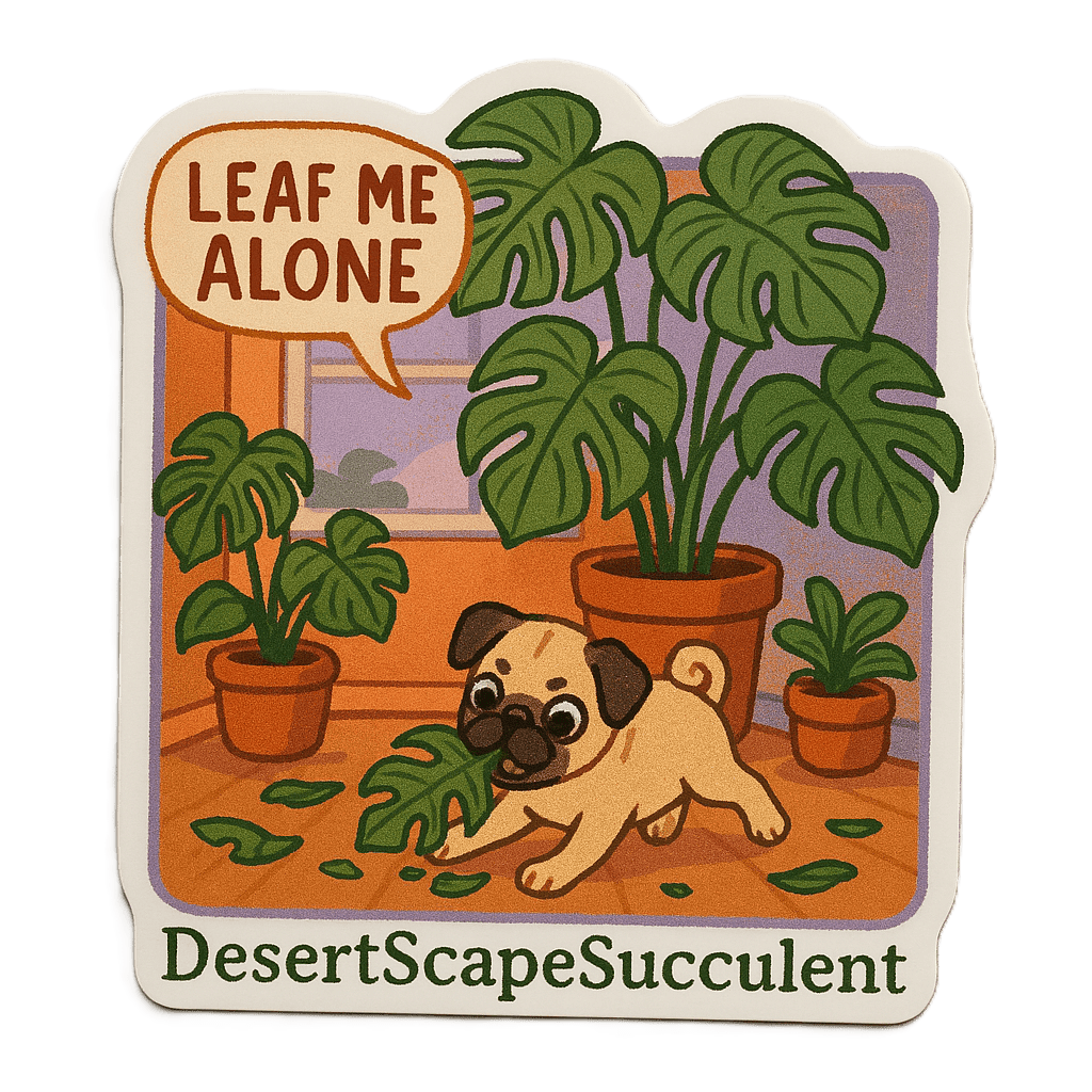 'Leaf Me Alone' Pug Sticker - Die Cut Pug v. 1A - Stickers - DesertScapeSucculent