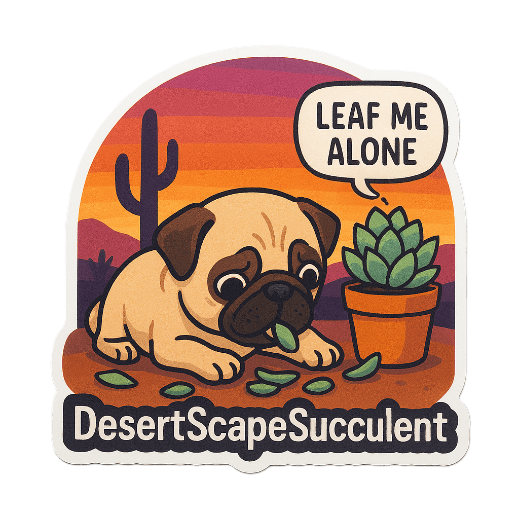 'Leaf Me Alone' Pug Sticker - Die Cut Pug v. 1B - Stickers - DesertScapeSucculent
