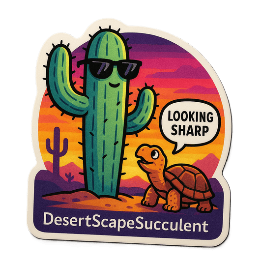 'Looking Sharp' Cactus/Tortoise Sticker - Die Cut Cactus/Tortoise v. 1A - Stickers - DesertScapeSucculent