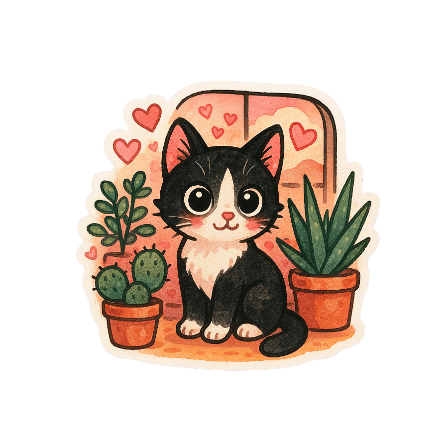 Love Themed Sticker - Die Cut Kitten v. 1A - Stickers - DesertScapeSucculent