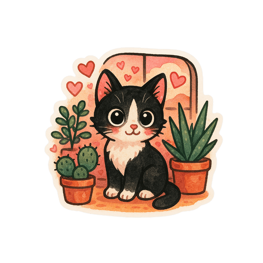 Love Themed Sticker - Die Cut Kitten v. 1A - Stickers - DesertScapeSucculent