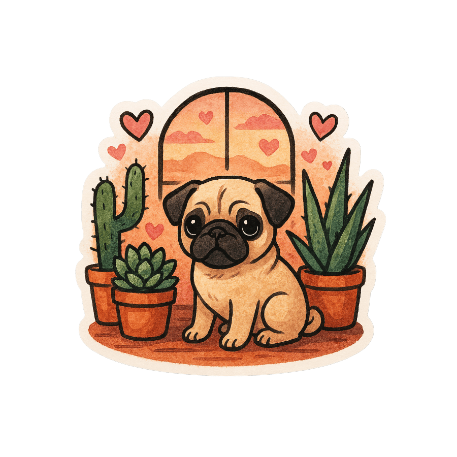 Love Themed Sticker - Die Cut Puppy v. 1A - Stickers - DesertScapeSucculent