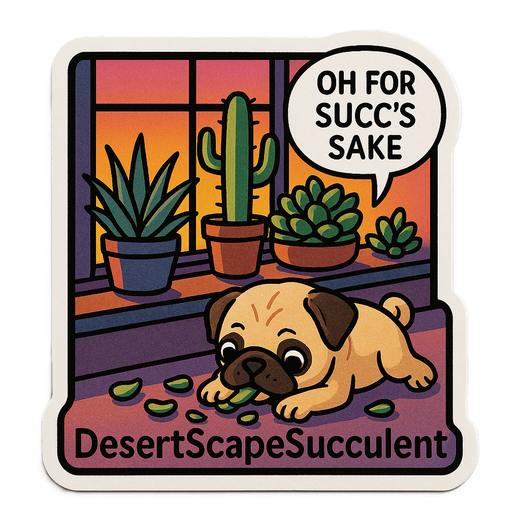 'Oh for Succ's Sake' Pug Sticker - Die Cut Pug v. 1A - Stickers - DesertScapeSucculent