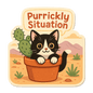 'Purrickly Situation' Kitten Sticker - Die Cut Kitten v. 1A - Stickers - DesertScapeSucculent