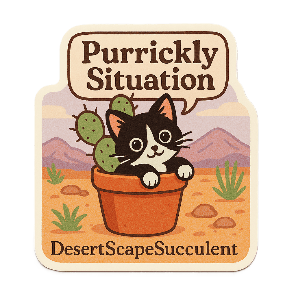 'Purrickly Situation' Kitten Sticker - Die Cut Kitten v. 1B - Stickers - DesertScapeSucculent